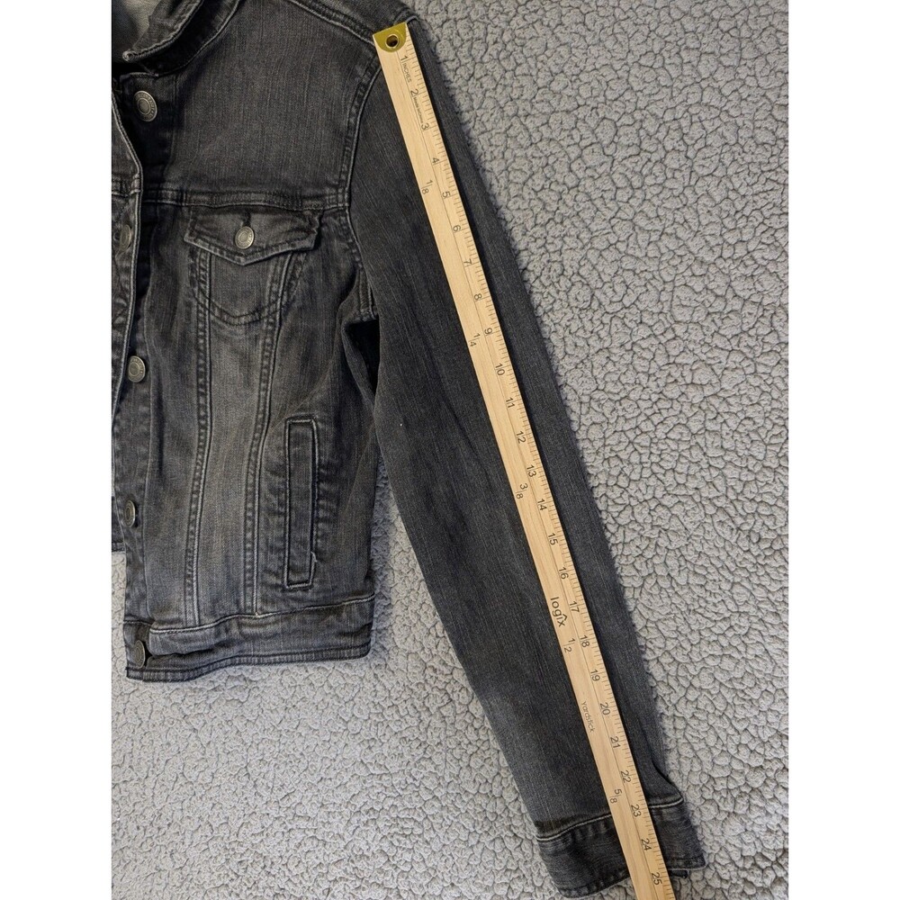 American Eagle Denim Jacket Women's Size Large Black Dark Wash Button Up Y2K - Picture 8 of 11